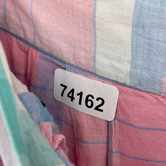 WOOLRICH Skirt S A-line 90s Madras Pastel Plaid Pleated Cotton Midi Pink VTG - Picture 12 of 12